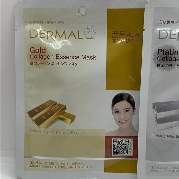 NWT DERMAL Collagen Silver & Gold Sheet Masks (2) - Picture 2 of 3